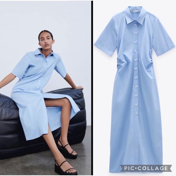 Zara Dresses & Skirts - NWT Zara maxi ruched buttoned dress/ S like M